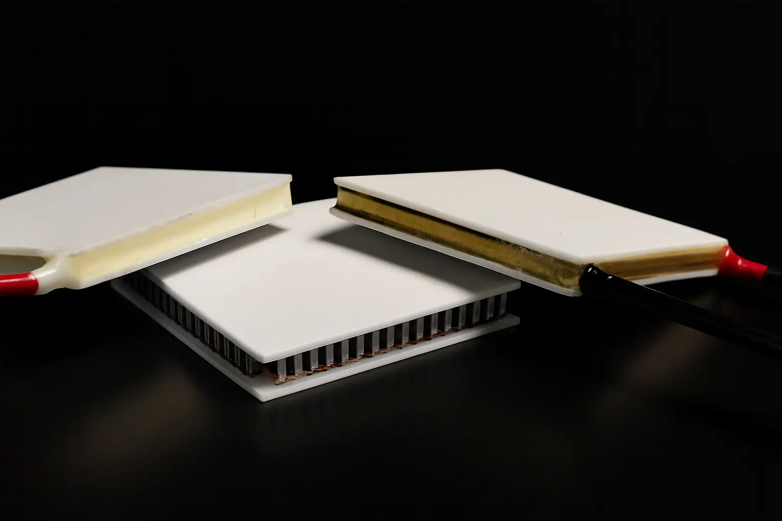 Single-stage thermoelectric modules with visible internal structure